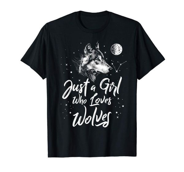 

just a girl who loves wolves shirt wolf shirt women girls-men's t-shirt-black, White;black
