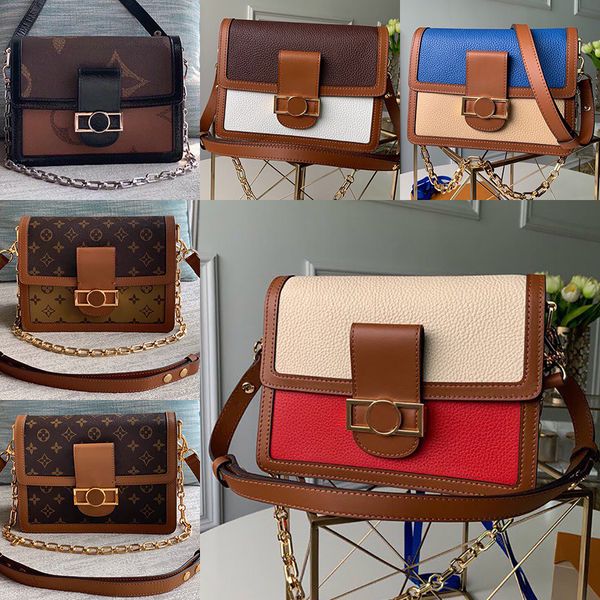 

5a dauphine messenger bags m44391 monogrram canvas shoulder handbags taurillon cowhide leather crossbody bag m53830 with box, Black