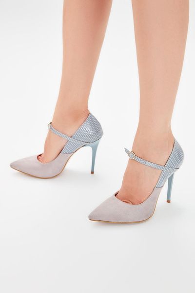 

Trendyol Gray Suede Women 'S Heels Shoes TAKAW20TO0062