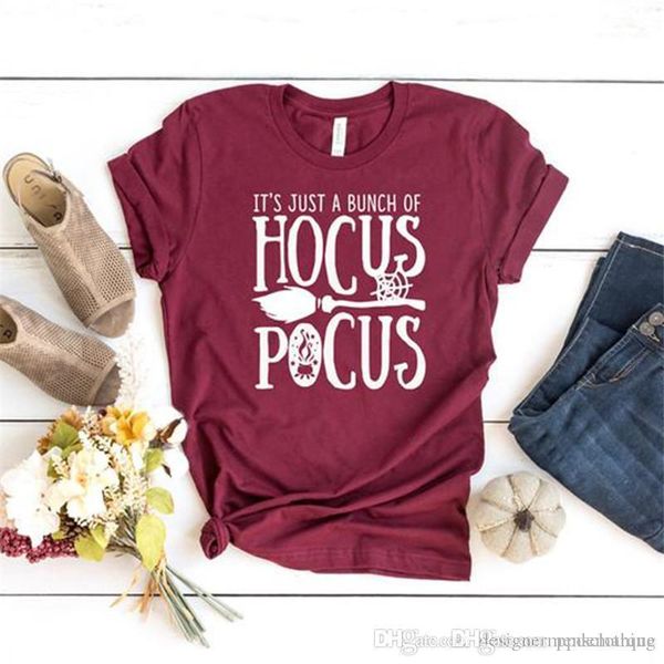 

designer womens tshirts loose o neck letters printed ladies fashion summer female apparel hocus pocus, White