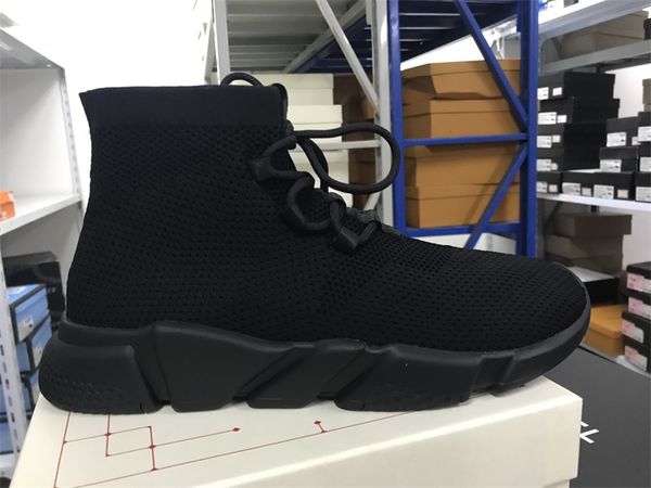 

new speed sock sneakers new men stretch-knit mid sneakers women lightweight running shoes color black red with box big size us 5-11.5