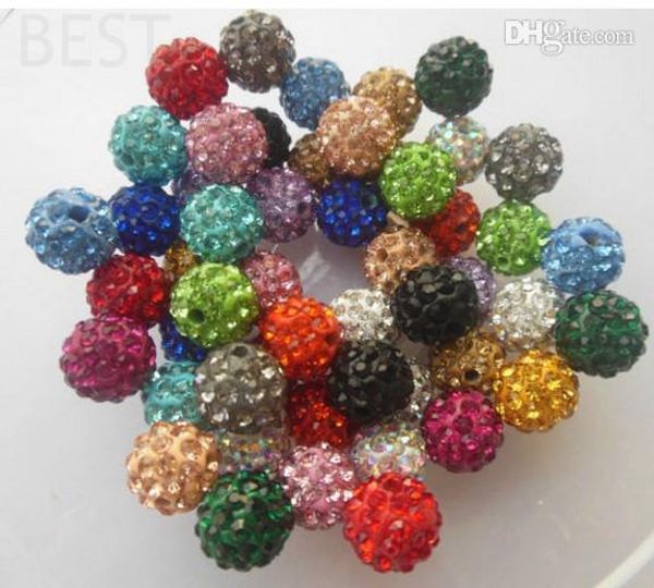 

лучше всех! бесплатная доставка 10 мм смешанные микро проложить cz диско шар кристалл бисера браслет ожерелье бусины.mjpw оптом! сток!смешан, Crystal