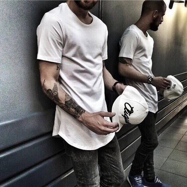 

Mens T-shirts Big and Tall Clothing Designer Citi Trends Clothes Tshirt Homme Curved Hem Tee Plain White Extended T Shirt Kpop