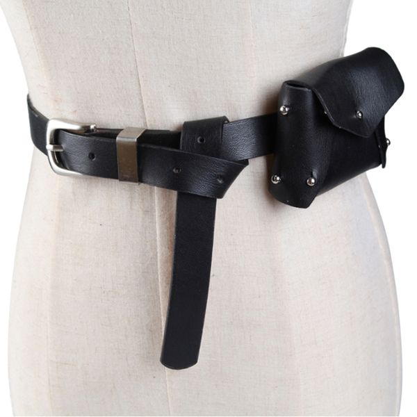 

running bags female fanny pack rivet pu leather belt bag for women mini