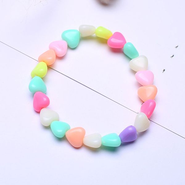 

kids girls candy color heart beaded acrylic charm bracelets children birthday party gift wristbands jewelry, Red;brown