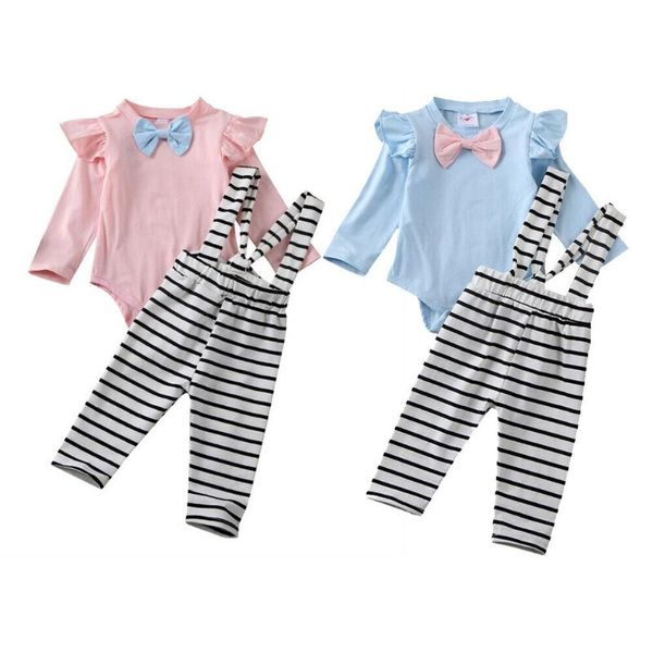 

new baby girl clothes romper bodysuit long pants stripe outfits clothes, White