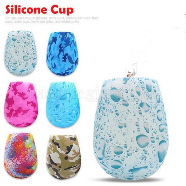 Silicone Wine Glasses Camouflage Lip Crânio Nacional Bohemia bolha garrafa de água Copos externas Cerveja Whisky Vidro Copos 11 estilos LJJO2054