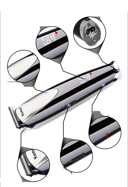 

kemei electric turbo hair clipper rechargeable cordless 0mm t-blade hair trimmer finishing machine lcd display 10 in 1 guards cortapelos