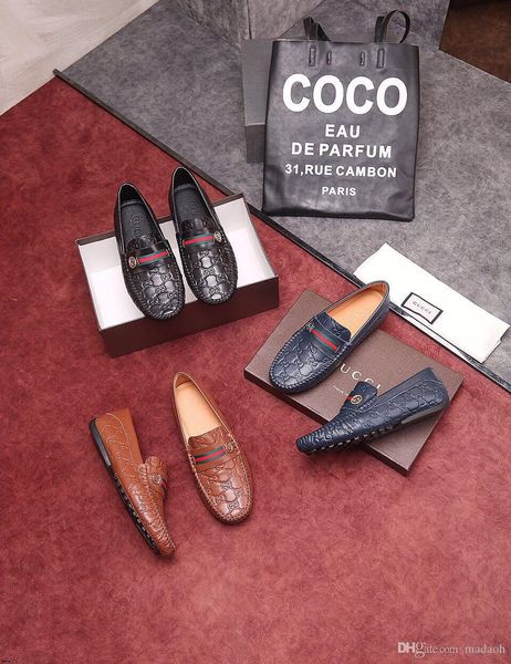 

20fw 2019 mens shoes casual brands slip on formal luxury shoes men loafers moccasins classic leather brown driving shoes yetc5, Black