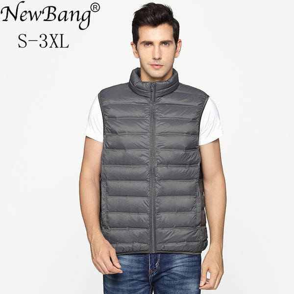 

newbang brand men's down vest ultra light down vest men portable v-neck sleeveless male winter windproof warm lightweight coat, Black