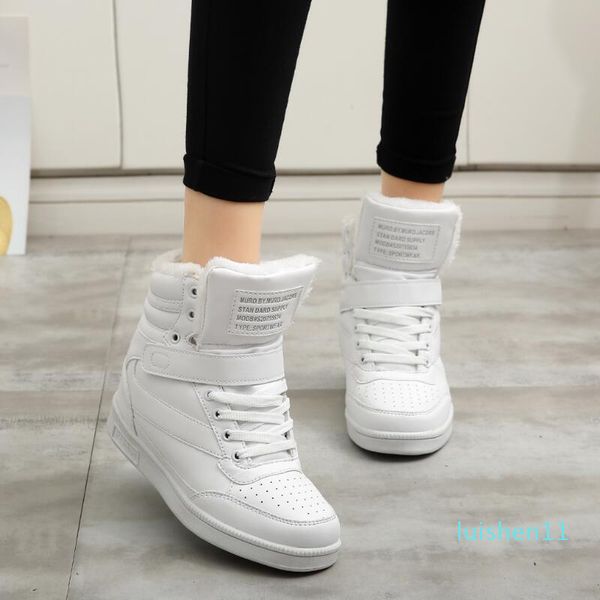 

new 2017 spring autumn ankle heels women casual height increased high shoes mixed color winter boots l11, Black