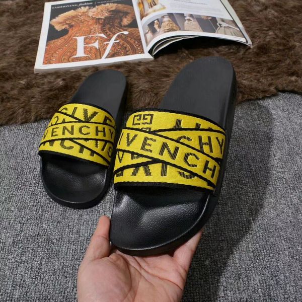 

new color paris luxury designer sliders mens womens summer sandals beach slide slippers ladies flip flops loafers sky blue chaussures-318, Black