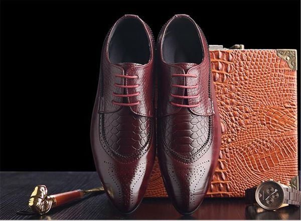 

new fashion man casual party shoes men's lace-up oxfords dress shoes mens leather business office wedding shoes plus size 48, Black