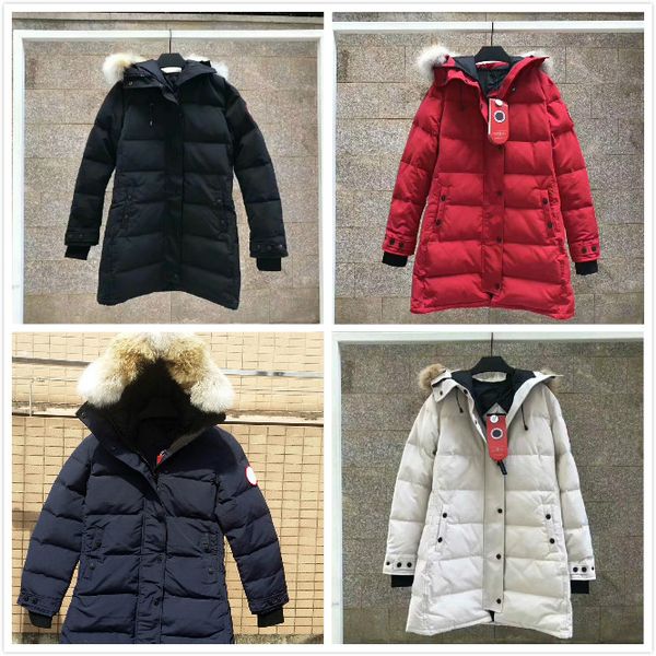 

canada women down jacket craft luxury women designer warm goose down coat long section slim brand ladies winter coat, Black
