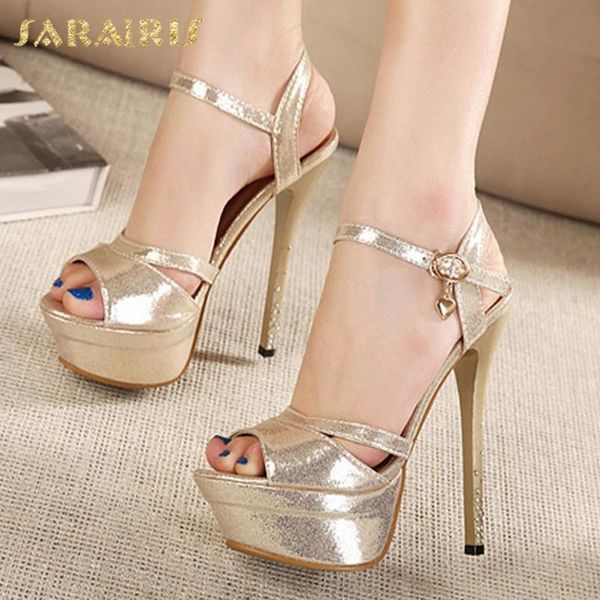 

sarairis 2020 new fashion thin high heels platform summer sandals woman shoes dropship buckle strap party shoes women, Black