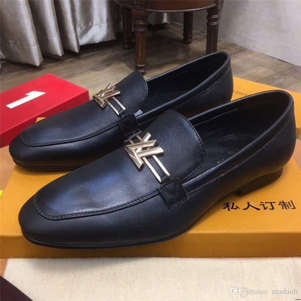 

20fw genuine cow leather men formal shoes social designers elegant classic luxury men oxford buckle dress shoes yetc5, Black