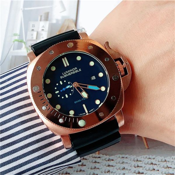 

luxury newpanerai watch luxury mechanical luminous wristwatches black fashion designer submersible watches relogio masculino, Slivery;brown
