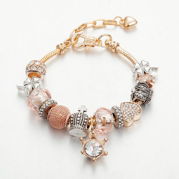 

2019 new alloy fashion four leaf grass bracelets drill beaded bracelet diy women diamante beads bracelet love bracelet jewelry accessories, Black