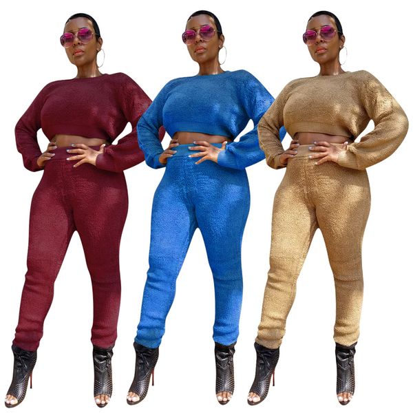 

womens designer clothing set luxury fashion solid color short pollovers womens brand casual clothing two piece pants for party 2020, White