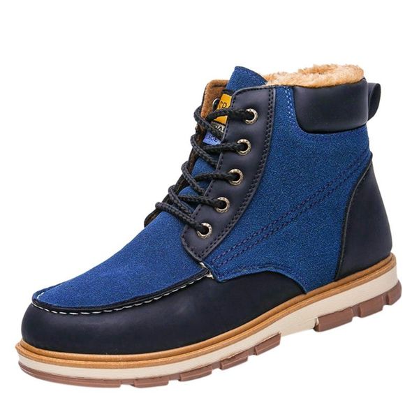 

men hiking shoes leather waterproof anti-slip warm lace-up outdoor sport shoes walking climbing trekking high-winter boot##6, Black
