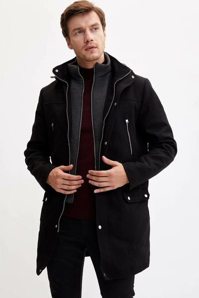 

defacto man fashion zipper pure color jacket male casual loose solid coat men spring autumn new -l2333az19wn, Black