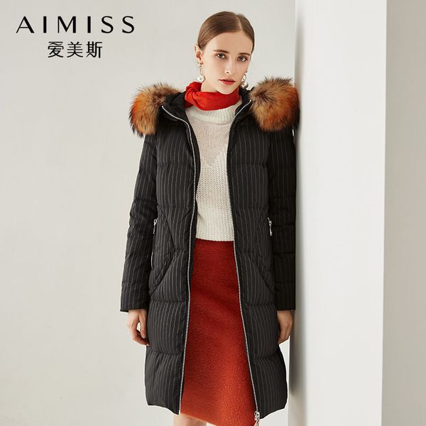 

aimiss brand new down jacket very thick warm real feather black color good qulaity loose long coat down clothes