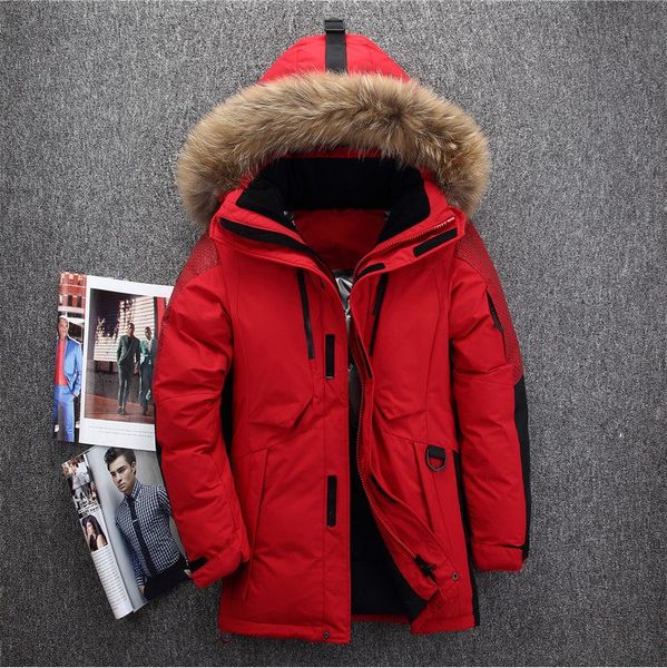 

mens down coats polyester winter jackets thick casual outerwear windproof handsome -20c warm regular parkas and coats hooded, Black
