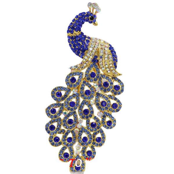 

elegant delicacy colorful full of crystals peacock brooch fashionpin party wedding women animal brooch christmas jewelry, Gray