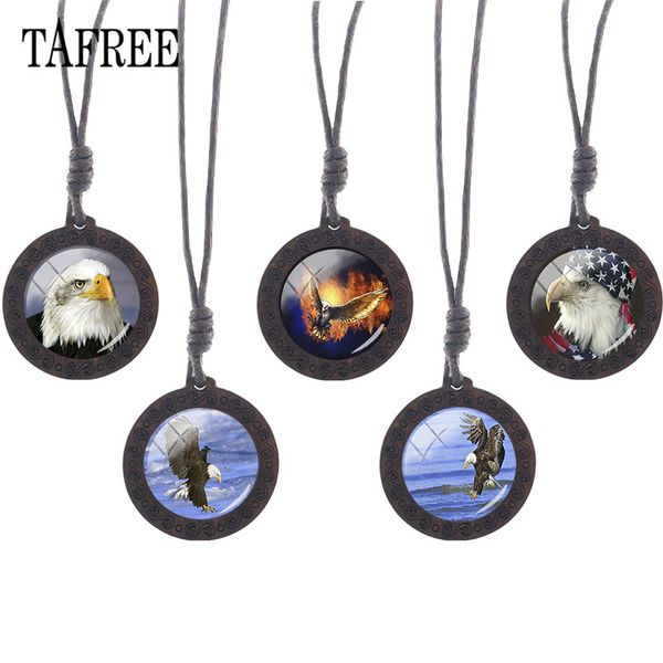 

taeagle wooden pendant necklace glass p cabochon charms choker wood necklace men jewelry gift j335, Silver