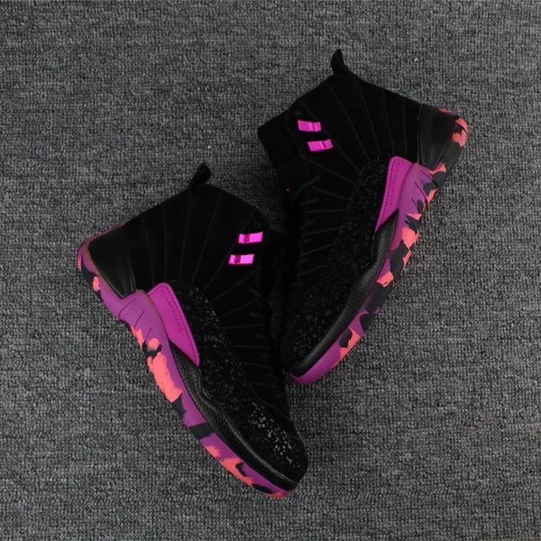 

men 12 doernbecher tyle basketball shoes sneakers 12s db carissa hyper violet black purple sport trainer with box