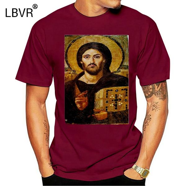 

2020 summer brand 100% cotton fitness clothing men t-shirt christ pantocrator jesus christian religious icont shirt logo, White;black
