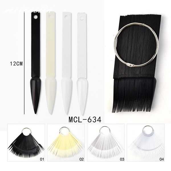 

40 tips/set long stiletto sharp false nails art tips fan acrylic 4 color nail gel polish salon practice display card board tools, Red;gold