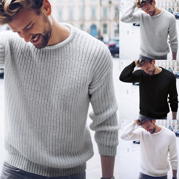 

2019 autumn new brand sweater men pullover casual solid o neck sweaters jumper for male knitted korean style clothes plus size, White;black