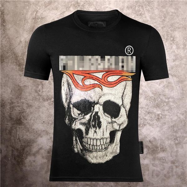 

ранняя весна 2020 новый цвет блока письмо с коротким рукавом тройник двойной нити тонкой хлопчатобумажной ткани черно-белый череп футболки т, Black;brown