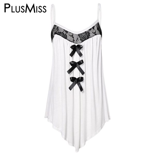 

plusmiss plus size 5xl floral lace bowknot cute cami women clothing xxxxl xxxl xxl beach boho summer camisole vest big size, White
