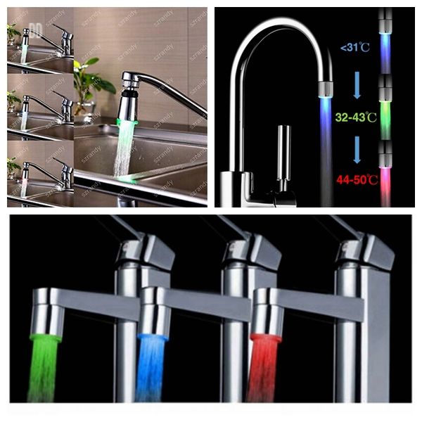 

led water faucet light 7 colors changing waterfall glow shower stream tap universal adapter kitchen bathroom accessories