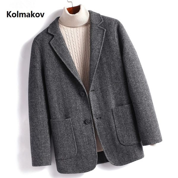 

winter coat men's trench coat men's casual woolen coats fashion men overcoat double sided wool blazers, Black