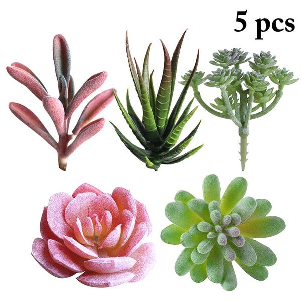 

5pcs artificial succulent party decorative fake plant faux succulent landscape lotus flower arrange for home garden table decors