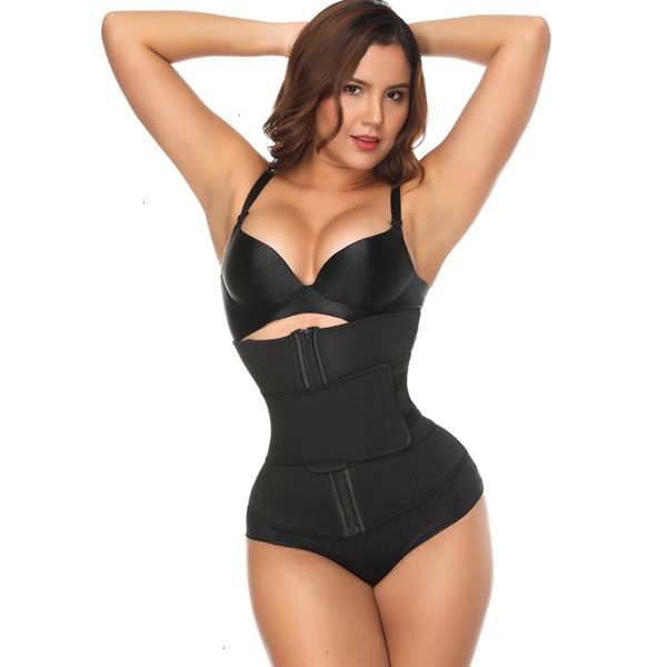 

body shapers women neoprene sauna sweat waist cincher zipper corsets body slimming belt tummy trimmer shapewear womens underwear, Black;white
