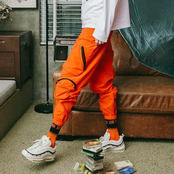 

2018 летняя мода брюки-карго мужчины хип-хоп тренировочные брюки карманы повседневные бегуны унисекс harajuku уличная спортивная одежда, Black