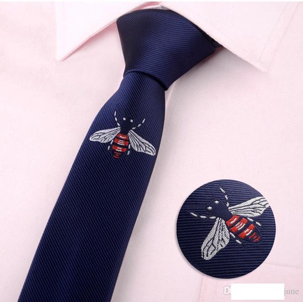 

fashion mens classical cartoon animal bee butterfly beard broom skinny polyester neck ties embroidery black casual tie, Blue;purple