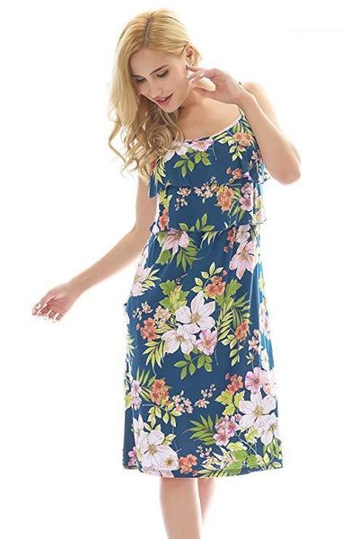 

breastfeeding suspender clothing new fashion folral print womens dresses convenience fast womens breastfeeding dress casual dress, Black;gray