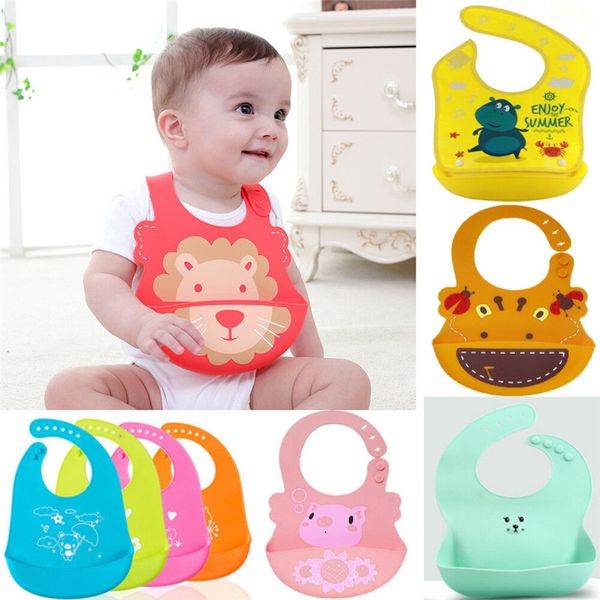 

baby kid bib wipe clean cartoon animal printed feeding dribble boy girl plastic mealtime bibs burp cloths