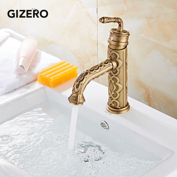 

gizero bathroom basin faucet copper brass kitchen mixer swivel spout single handle vessel sink taps zr239