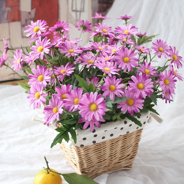 

1 букет искусственных цветов поддельные растения листья 9 голов старинные ромашки букет для домашнего офиса сад свадебные украшения