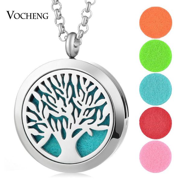 

духи ароматерапия медальон ожерелье 30мм диффузор дерева подвеска из нержавеющей стали 316l магнитный без войлочные прокладки va-257, Silver