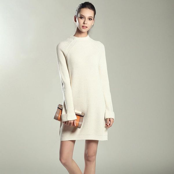 

women pullover sweater dresses knitted spring autumn mini dress elastic leisure elegant knitted loose solid appreal, Black;gray