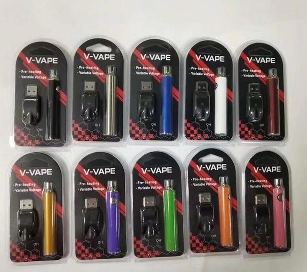 

V-VAPE LO Preheat VV Battery Blister Kit 280mAh 650mAh Variable Voltage Adjustable With USB Charger For 510 Wax Thick Oil Heating Cartridge