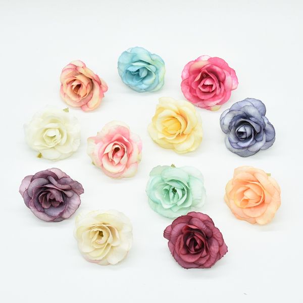 

100pcs diy christmas wreath halloween new year gifts box artificial plants silk roses fake flower wall party wedding decoration