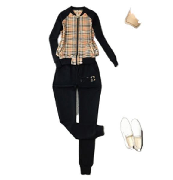 

women's spring and autumn cotton sports suit women's small fragrance high-end big-name team clothes casual two-piece suit -xl siz, Gray